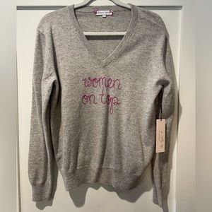 Lingua Franca NWT S V-Neck grey cashmere